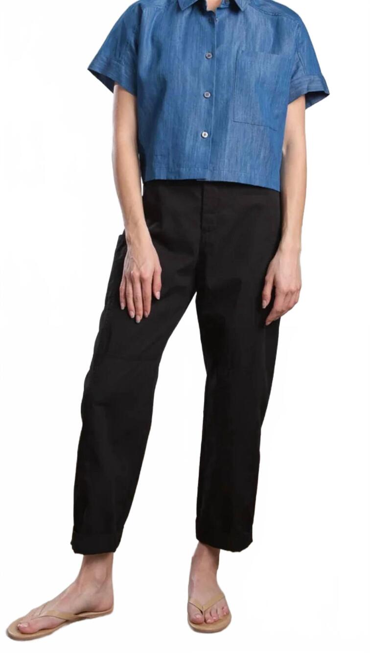 NEW PHARAOH torrance barrel-leg pant in washed canvas black